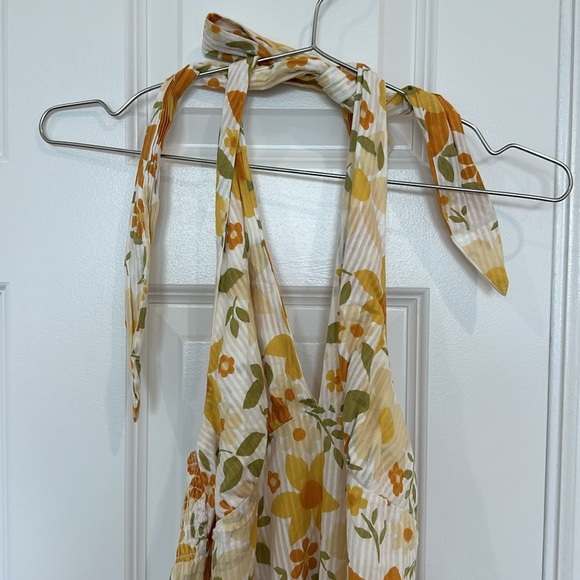 Billabong Feelin Retro Floral Halter Yellow Maxi/Madi Dress Size Small - Picture 4 of 5